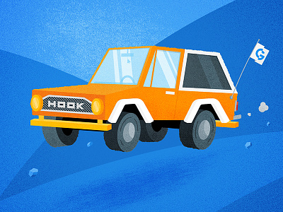 Headed to Hook bronco car cartoon colorful drive illustration truck