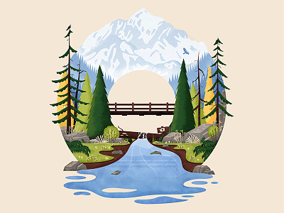 O is for Olympic editorial illustration landscape nature olympic olympic national park outdoors parks sign washington wood