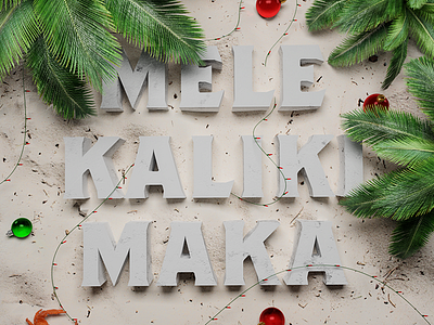 Mele Kalikimaka 3d 3d illustration 3d type beach christmas crab greeting card hawaii holiday holidays illustration palm tree typography