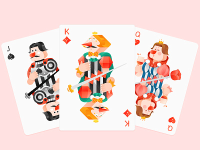 Poker Card character clown diamond flat graphic illustration jack king playing card poker queen rose