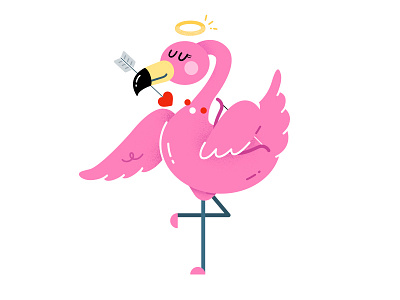 this flamingo is an angel angel arrow characterdesign cupid dance flamingo flamingoillustration graphic illustration pink