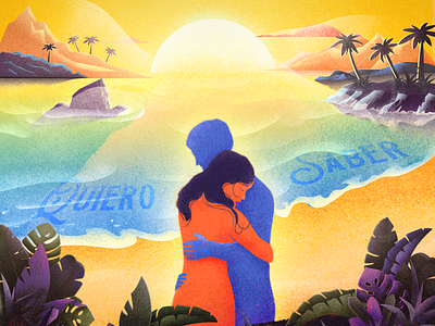 Quiero saber 3d beach cinema 4d design illustration love beach lovers music video orange palms single sunrise sunset tropical tropical leafs vibes