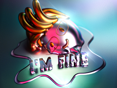 I'm Fine 3d 3d cartoon 3d illustration calligraphy cinema 4d design illustration irisdescent lettering metalic octane typography