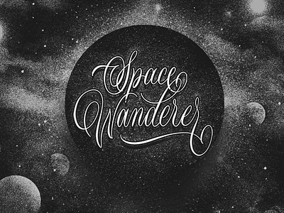 Space Wanderer calligraphy design dots illustration lettering ornamental script space typography universe