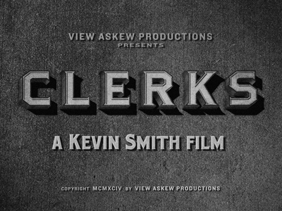 Clerks fake monochrome movie title type