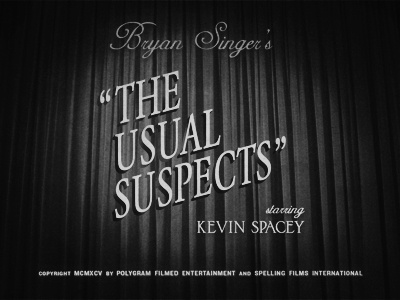 The Usual Suspects fake monochrome movie title type