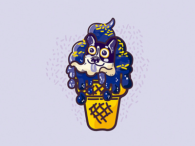 Puppy character colorful dog ice cream ice cream cone illustration illustrator kawaii puppy sticker art sweet vector