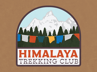Himalaya Trekking Club badge climbing flags hiking himalayas mountains patch sticker summit trekking typography