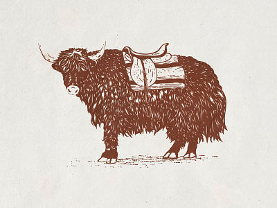 Yak backpacking brand fur hiking himalayas illustration logo outdoors tibetan yak