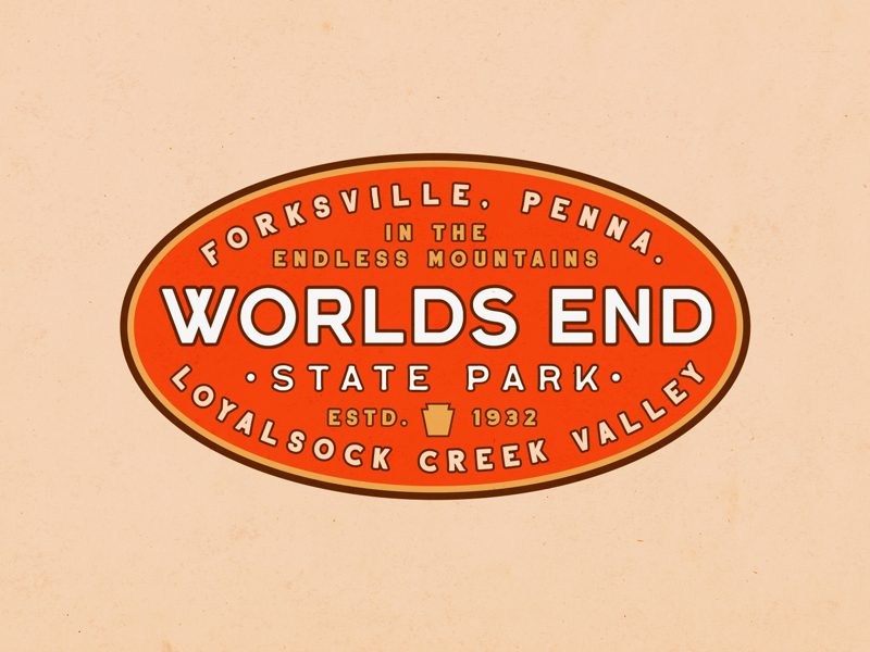 Worlds End Stare Park typography decal backpacking camping hiking mountains pennsylvania pa state park worlds end