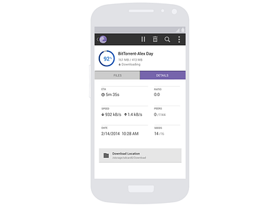 BitTorrent app torrent details