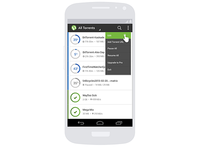 µTorrent Android App application icons mobile ui