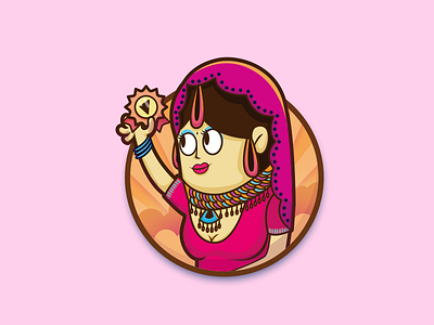 One Indian Girl art beautiful colorful girl illustration indian lady pink radio