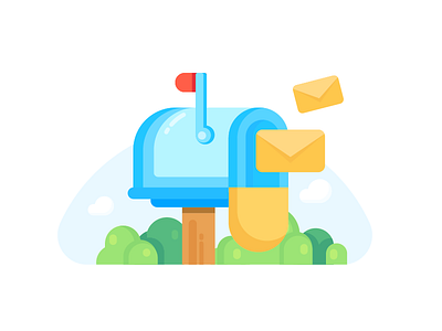 Mailbox blue clean cloud colorful green illustration mailbox message postbox