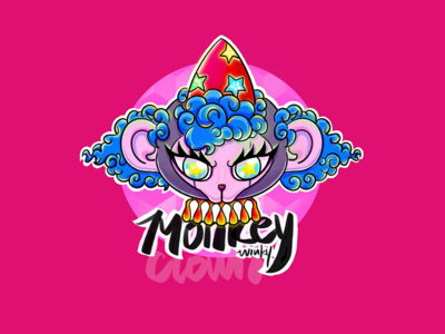 Clown Monkey clown colorful hair illustration monkey