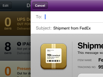 Delivery Status for iPad: Sharing