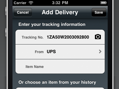 A mysterious Delivery Status button deliveries delivery status iphone