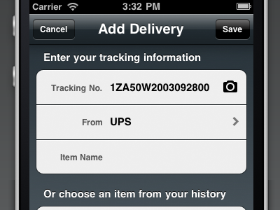 A mysterious Delivery Status button