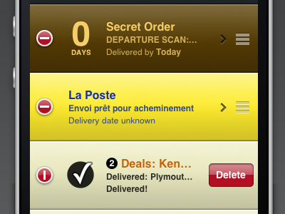 Delivery Status: Editing deliveries delivery status iphone