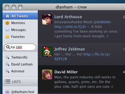 Twitteriffic with a bit more space sidebar twitterrific
