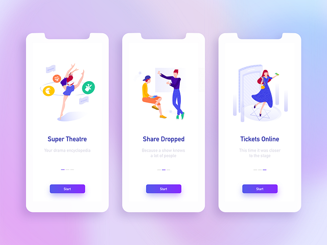 Super Theatre App onboarding by mmmeng for RED on Dribbble