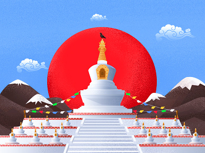 Ganzi Tibetan Autonomous Prefecture - Baita design illustration