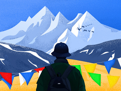 Xian Nairi snow-capped mountains illustration practice