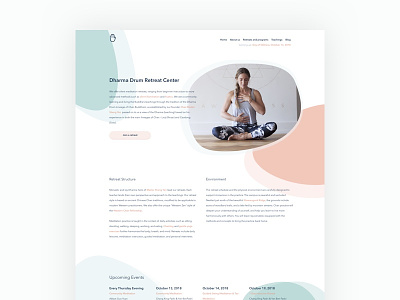 Dharma Drum Retreat Center Homepage branding design health homepage meditiation ovals pastel shapes typography vector web wellness yoga