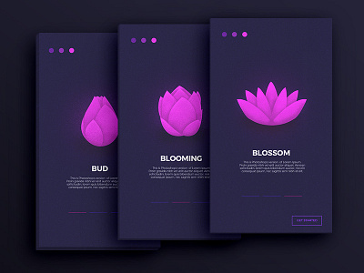 Simple onboarding cards cards lotus mobile onboarding onboarding cards purple ui ux web