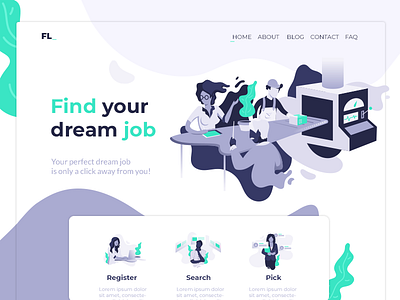 Find Job landing page business clean illustration landing landing page search ui ux web web design