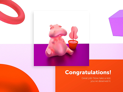 Hippo 3d 3d animation animation clean hippo hippopotamus illustration objects ui web