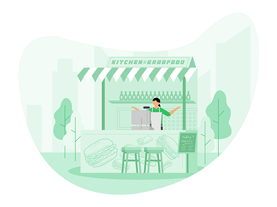 Kitchen by Grabfood cafe illustration kitchen restaurant vector