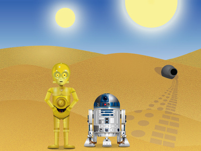 Buddies c 3po illustration r2 d2 starwars