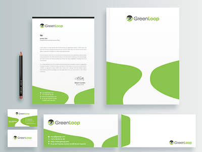 Green Loop Stationery Design branding design logodesign stationary design stationery stationery design stationery mockup stationery mockups stationery set sudiptaexpert