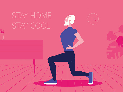 Stay home, stay cool character color colors cosy flat healthy home illustration man minimal minimalist sport vector