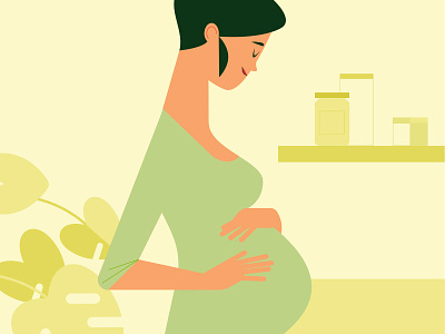 Mom baby character color colors flat girl illustration love minimal minimalist mom pregnant vector woman