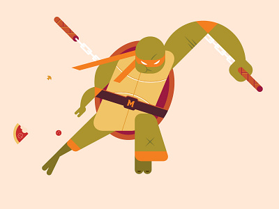 Michelangelo color cowabunga fanart flat mutant ninja retro teenage turtle