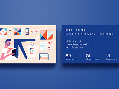 Business card brand branding business card colors design flat graphic portrait self stationnery