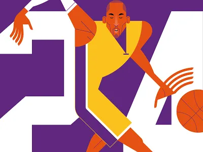 Kobe basket basketball blackmamba color flat kobe kobebryant legend nba portrait sport wip