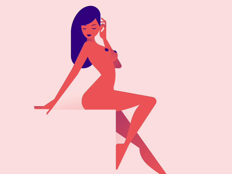 Nude study 05 character color design fashion flat girl hair minimal nude pin-up sexy study woman