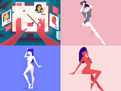 2018 character chatbot color colors design flat girl illustration minimal minimalist nude sexy simple top4 vector woman
