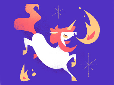 Happy New Year (I'm late) animal awesome character color colors fire flat illustration minimal motivation pride unicorn vector