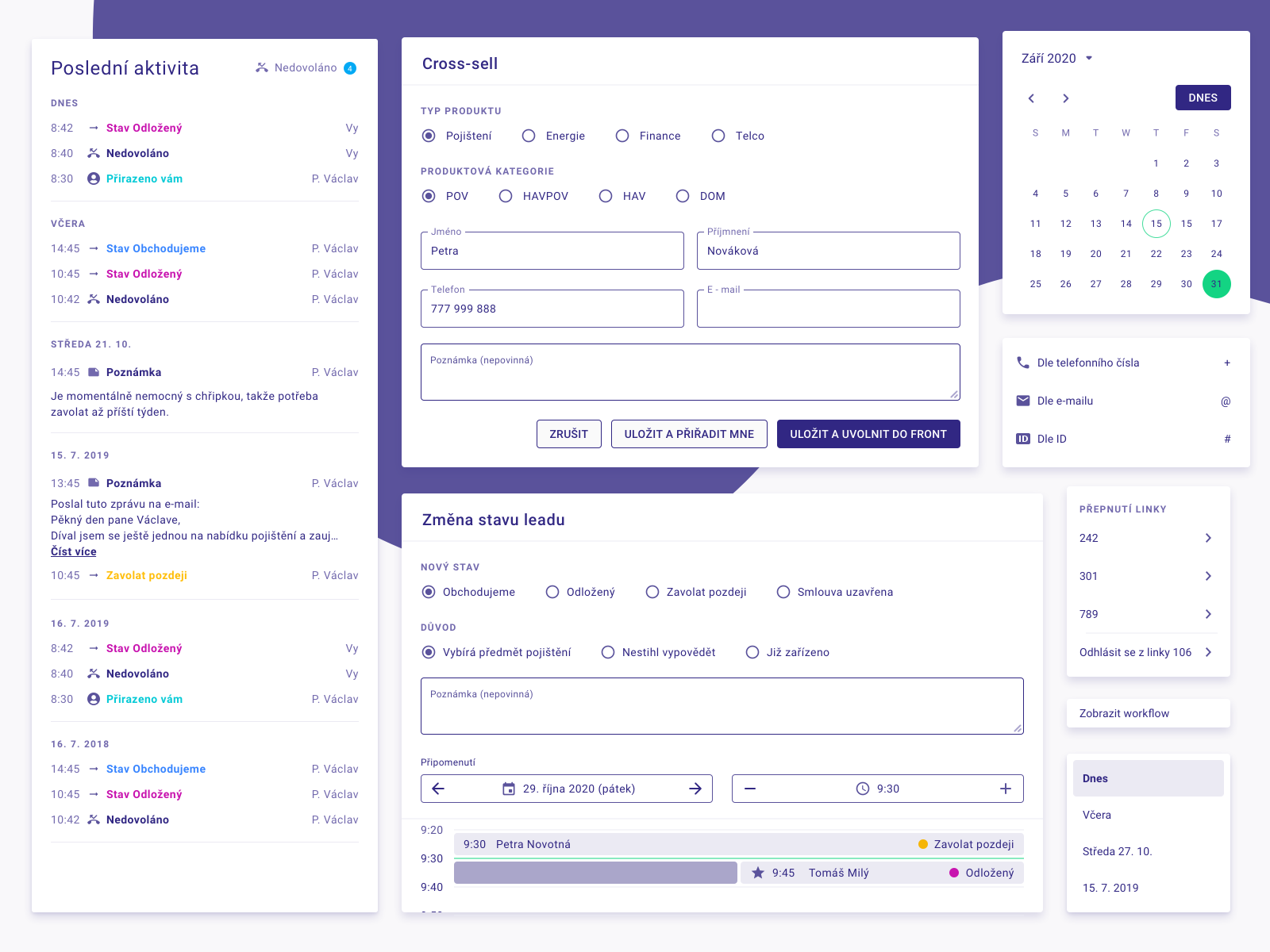 Cards of web application dashboard for Usetreno.cz by Lubomir Abrinko ...