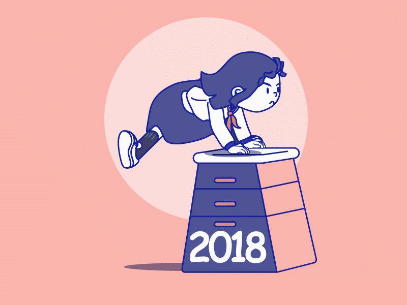 Bye Bye 2018! 2d animation characters cycle gif motiongraphics