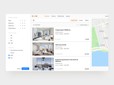 Filter apartments daily 100 challenge daily ui challenge dailyui filter filters interface interfacedesign maps minimal product design search ui ui ux uiux uiuxdesign ux web web design webdesign