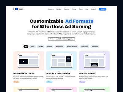 Ad Formats Catalogue ad analytics catalog catalogue category platform tags ui ux