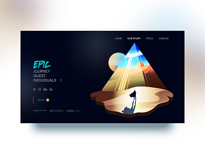 Our Story - header II 2.5d 3d cape clean dark m desert illustration isometric light pyramid safari shadow ui ux vector web