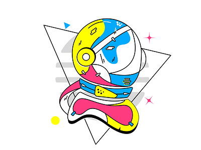 Space ready astronaut biker clean color theory doodle graphic design idea illustration palette suit vector visual designer