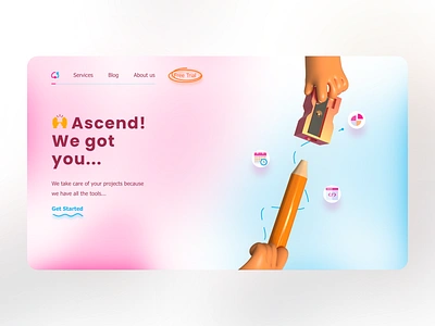 Ascend! blur chart clean color palette doodle glass icons illustration minimal pen pencil saas sharpener vector visual design web