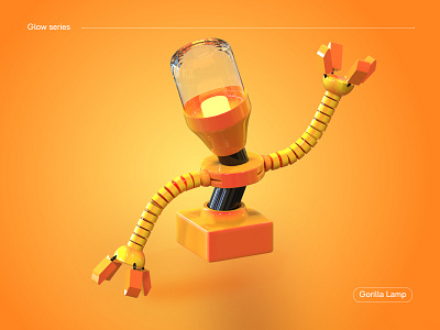 3D lamp 💡 3d clean doodle illustration lamp light night orange robot summer sunny vector web